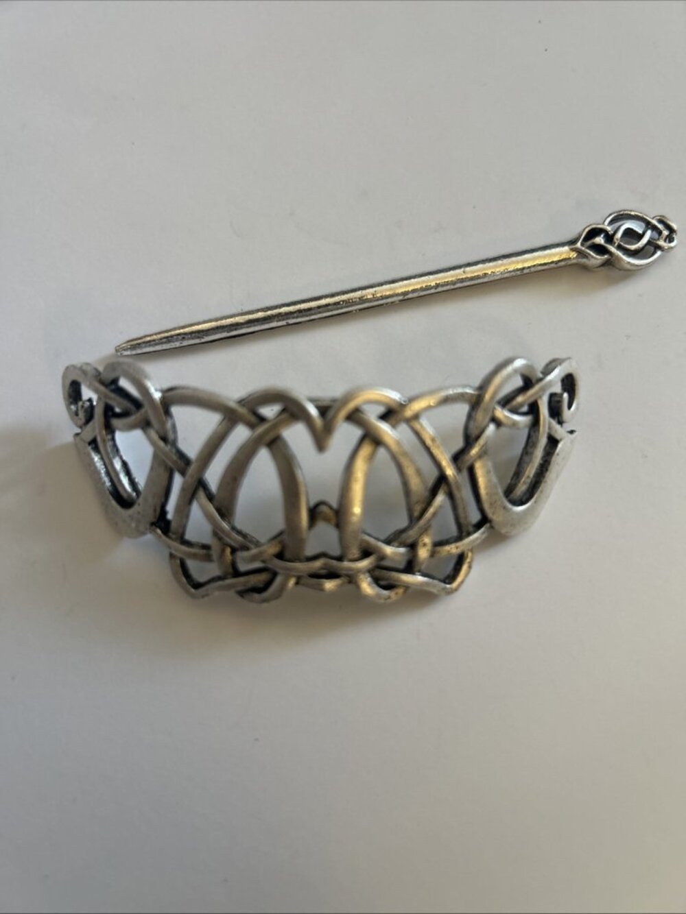 Celtic Hair Barrette Clip Tangled Silver Zinc Alloy Medieval Knot Design New